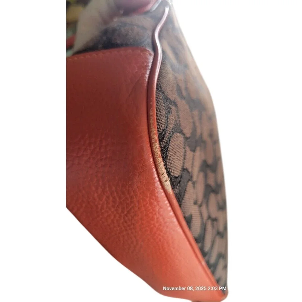 Coach Lonnie In‎ Signature Jacquard Women's Brown Orange Monogram C8306